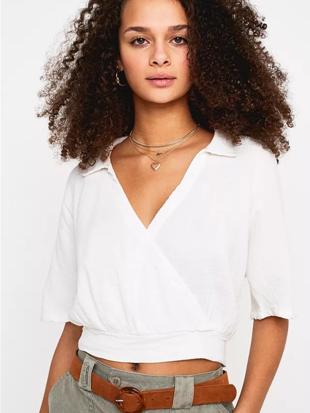 100% Cotton Urban Outfitters Natural Surplice Top